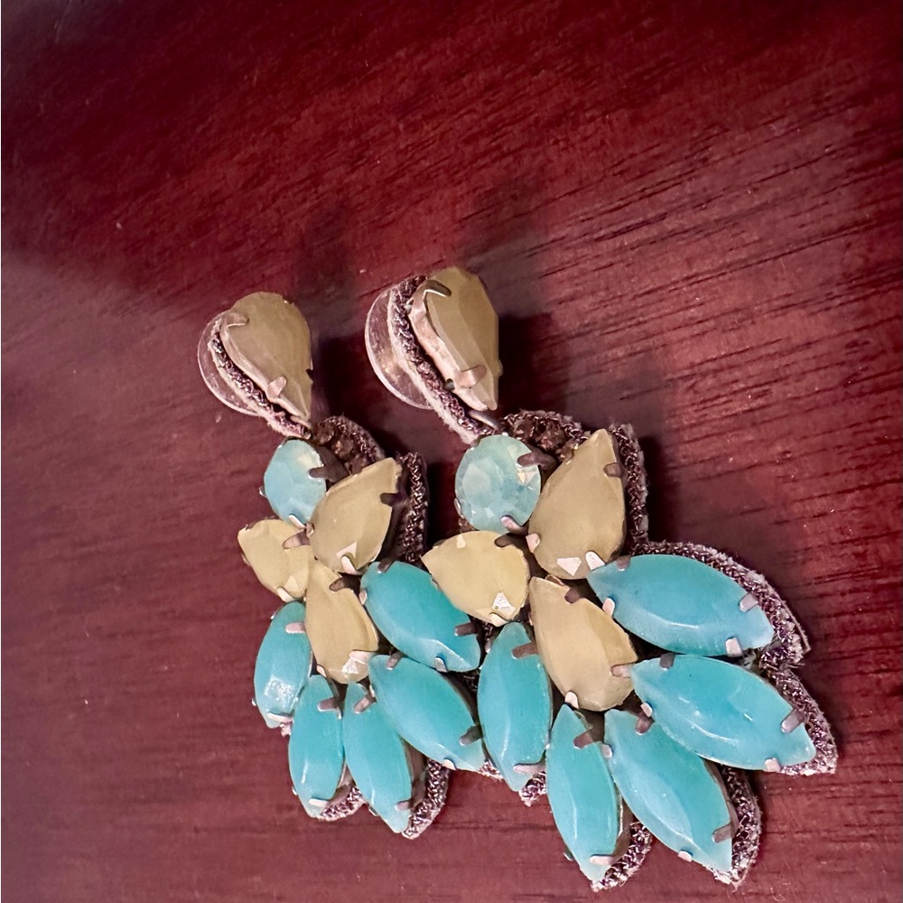 Elegant Turquoise and Gold Leaf Earrings